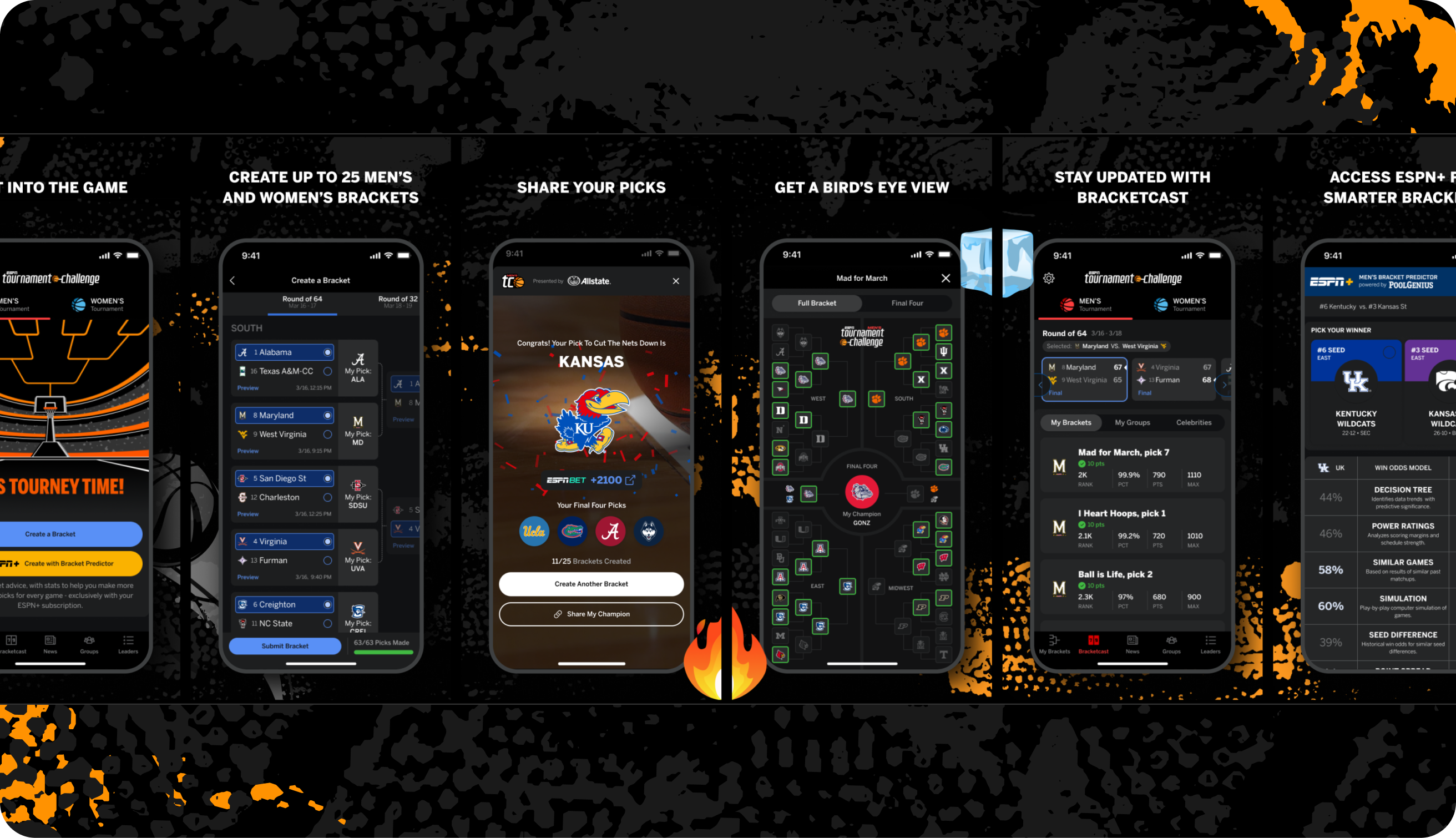 ESPN Tournament Challenge app screens