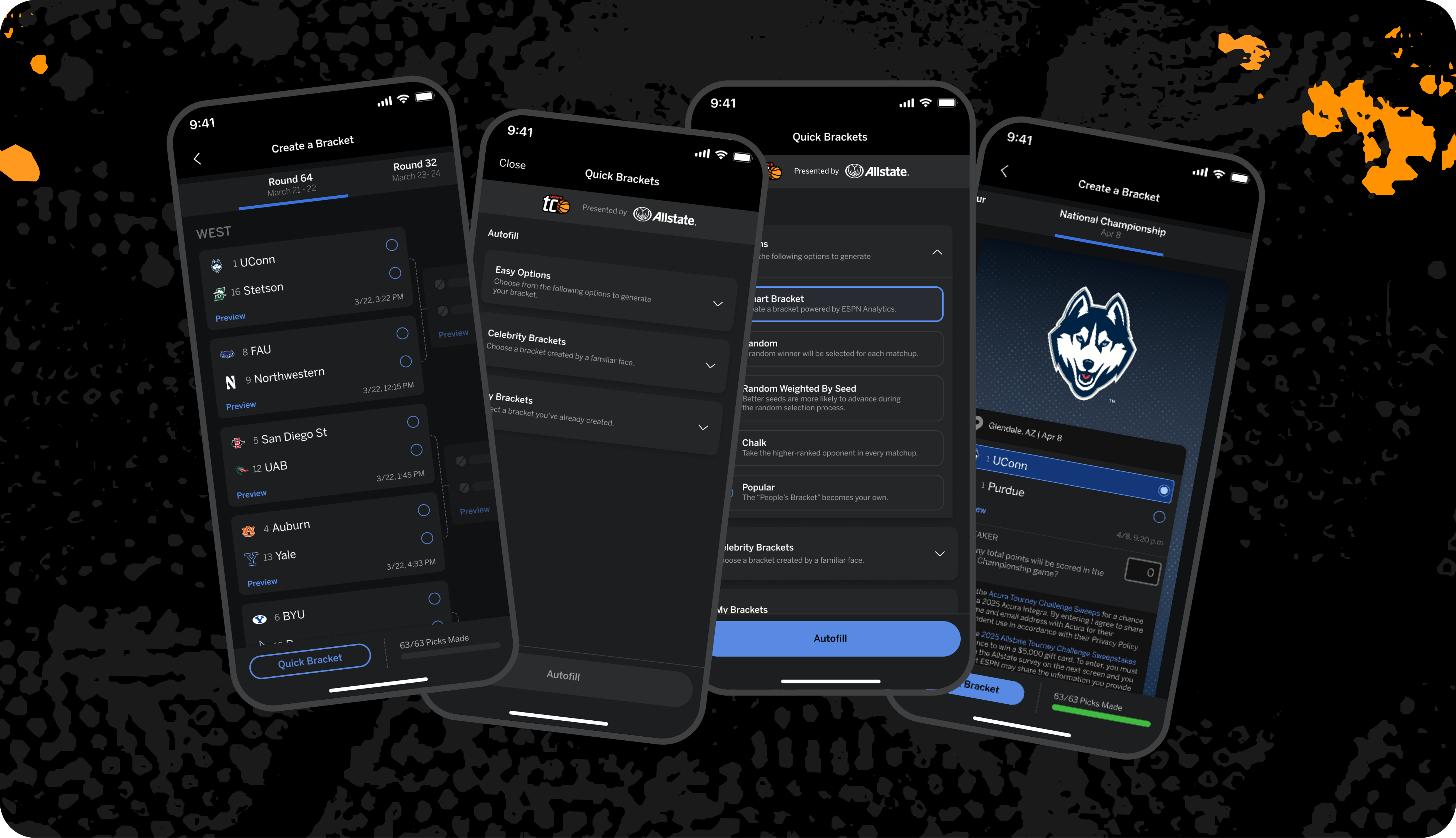 ESPN Tournament Challenge Quick Brackets and autofill screens